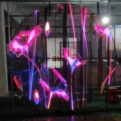 comprar P3.97-7.81 Painel de vídeo LED redondo Parede Transparente Janela a cores online manufacture